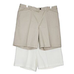 Eddie Bauer Womens Shorts Sz 14T Mercer Fit Chino Khaki White Lot of 2 **READ